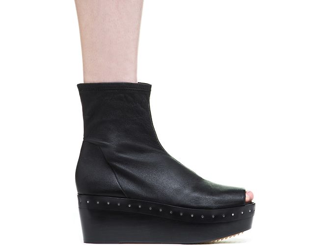 Stivali con zeppa Rick Owens in pelle d'agnello nera Nero - vista 12