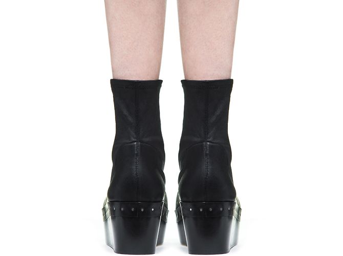 Stivali con zeppa Rick Owens in pelle d'agnello nera Nero - vista 13