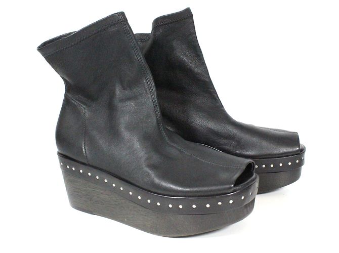 Stivali con zeppa Rick Owens in pelle d'agnello nera Nero - vista 2