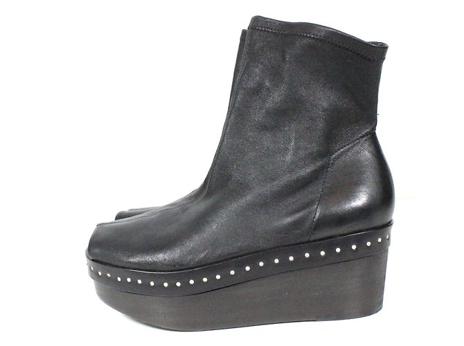 Stivali con zeppa Rick Owens in pelle d'agnello nera Nero - vista 4