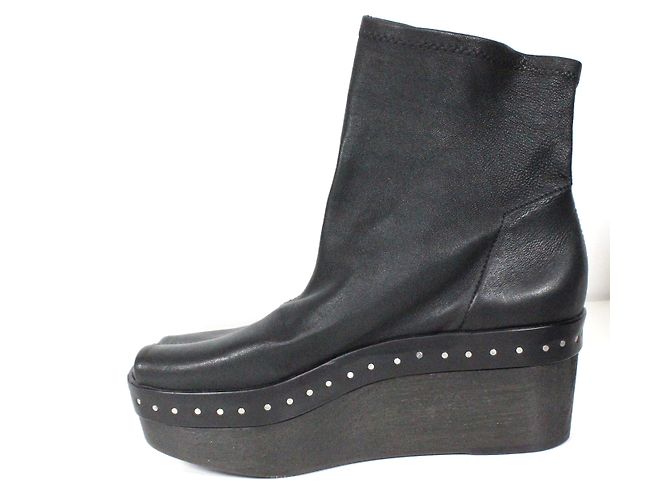 Stivali con zeppa Rick Owens in pelle d'agnello nera Nero - vista 5