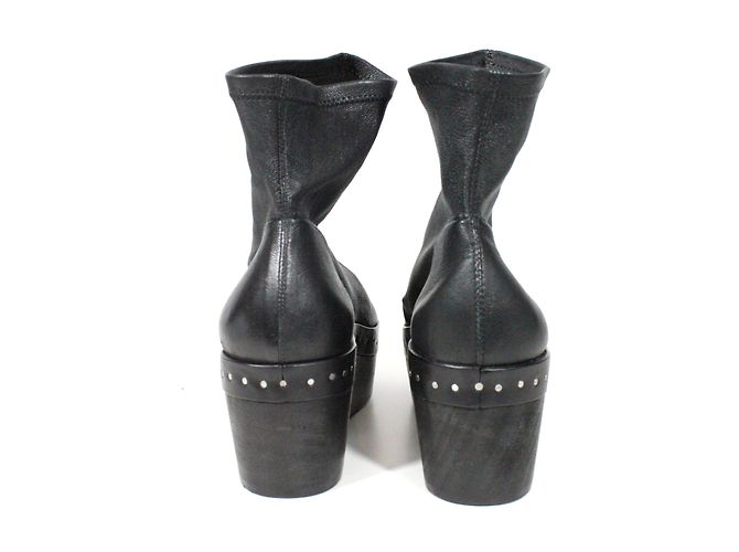 Stivali con zeppa Rick Owens in pelle d'agnello nera Nero - vista 6