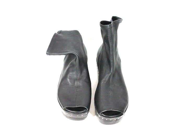 Stivali con zeppa Rick Owens in pelle d'agnello nera Nero - vista 7
