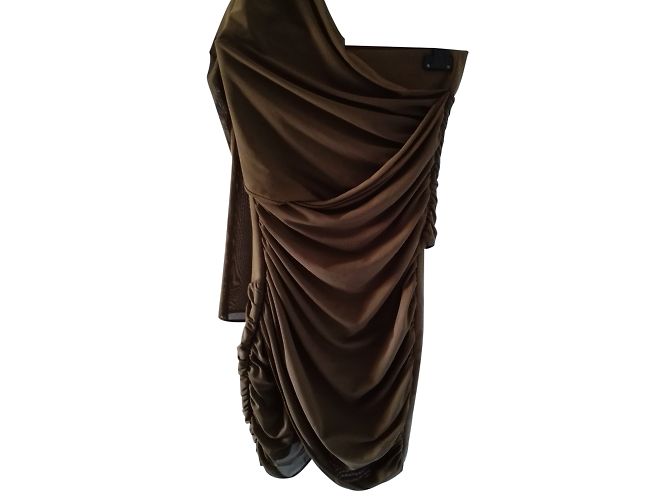 Zara Kleid Khaki mit transparentem Ärmel - Ansicht 2