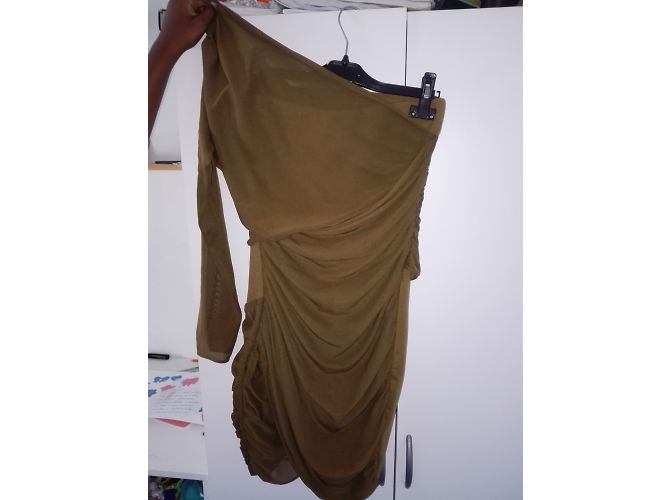 Zara Kleid Khaki mit transparentem Ärmel - Ansicht 5