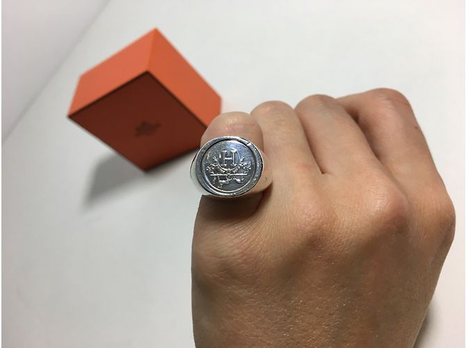 Hermès Anel Ex Libris Prata - vista 8