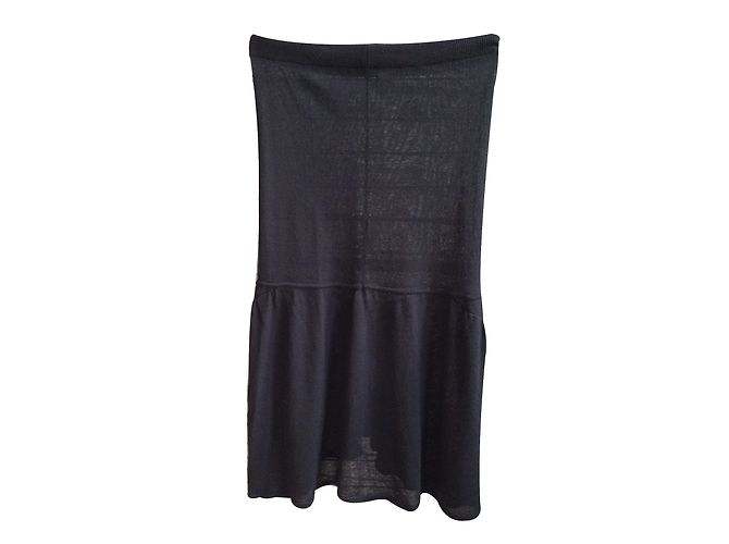 Vanessa Bruno Athe Kleid Schwarz Viscose mit Asymmetrischem Volant - Ansicht 2