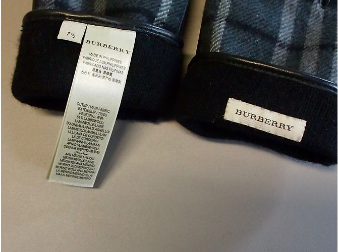 Guantes Burberry de piel de becerro y lana con estampado check negro - vista 3