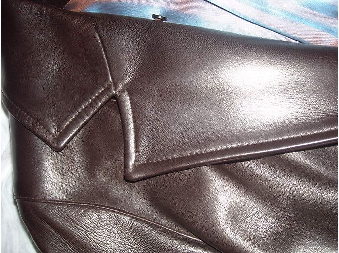 Abrigo Weill de cuero marrón con cuello de piel de zorro Castaño - vista 4