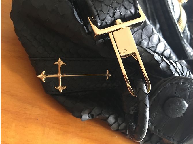 Autre Marque Sac à main Opéra en python noir - vue 5