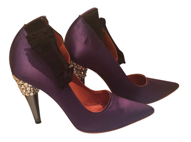 Lanvin Tacchi in raso e pelle Porpora - vista 2