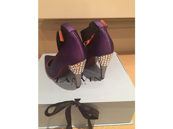 Lanvin Tacchi in raso e pelle Porpora - vista 3