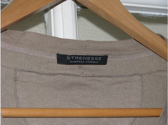 Strenesse Strickjacke Baumwolle Kaschmir Taupe Größe 38 - Ansicht 3