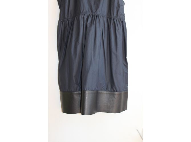 Céline Kleid in Blau mit Lederdetails - Ansicht 3