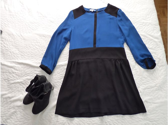 Abito in seta blu e nero Pablo De Gerard Darel - vista 7
