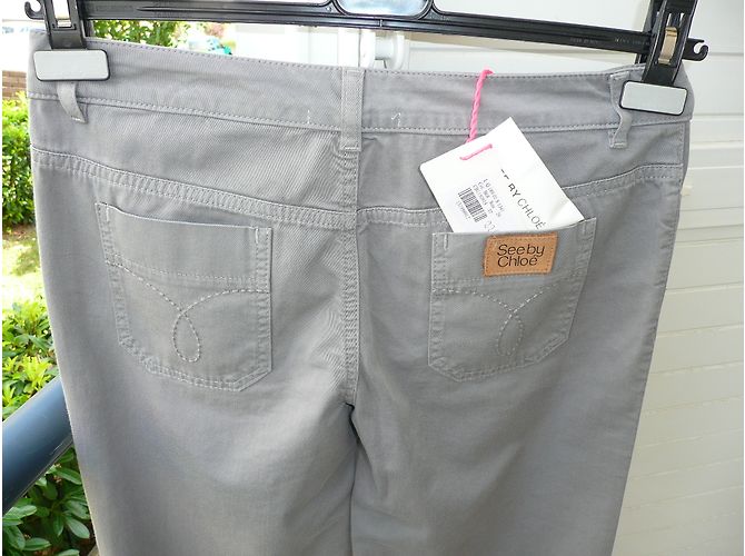 Pantalones acampanados grises de algodón See by Chloé - vista 4