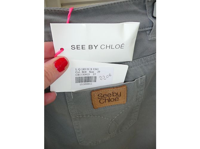 Pantalones acampanados grises de algodón See by Chloé - vista 5