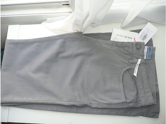 Pantalones acampanados grises de algodón See by Chloé - vista 6