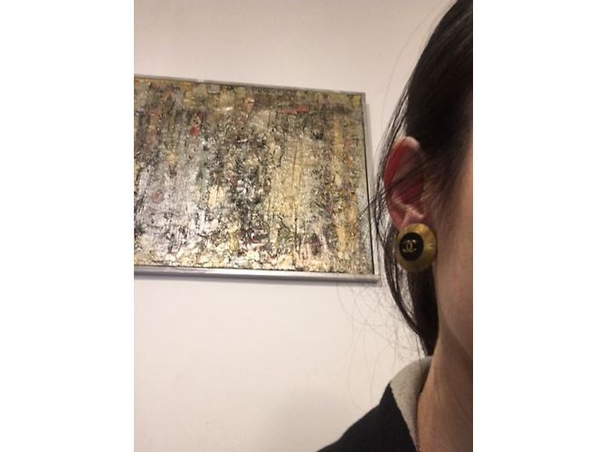 Chanel Brincos Preto Dourado - vista 9