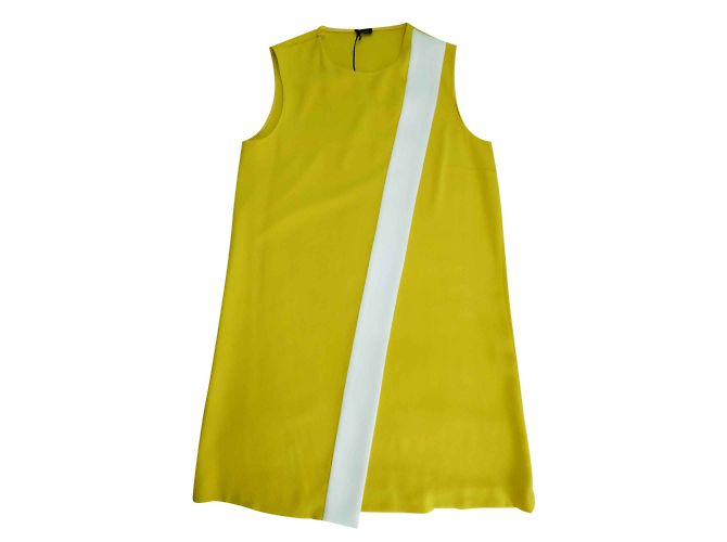 Abito Joseph Bicolore Giallo e Bianco in Crepe - vista 3