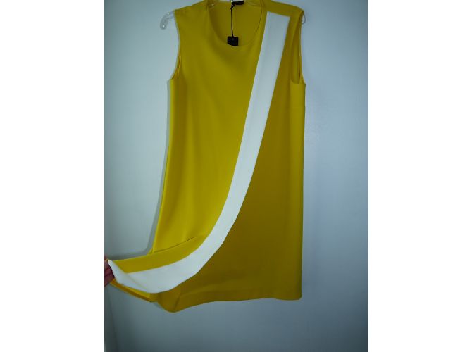 Abito Joseph Bicolore Giallo e Bianco in Crepe - vista 5