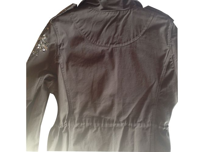 Chaqueta Ikks Sahariana de Algodón Caqui con Bordados de Perlas - vista 2