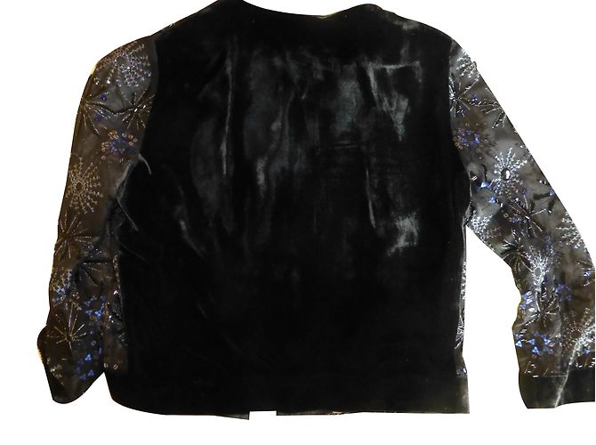 Giacca Armand Ventilo in Velluto Nero con Perline Blu - vista 2