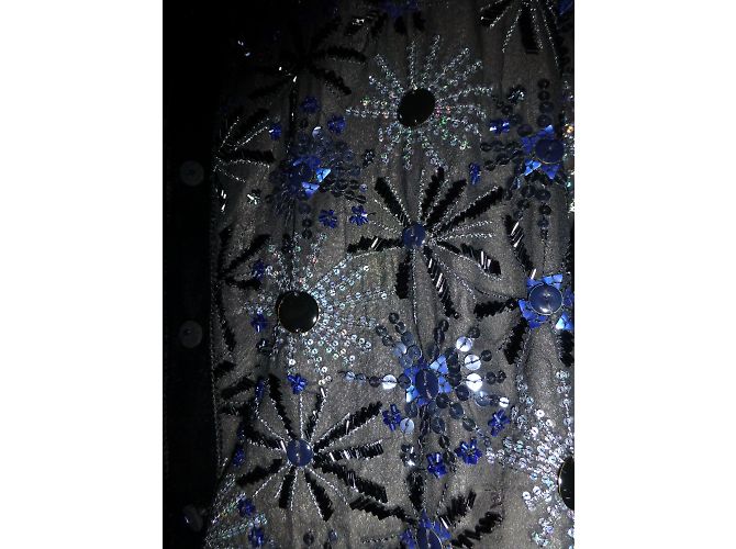 Giacca Armand Ventilo in Velluto Nero con Perline Blu - vista 3