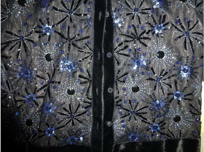 Giacca Armand Ventilo in Velluto Nero con Perline Blu - vista 4