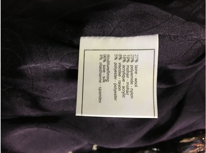 Chanel Tweed-Jacke Braun Schwarz Silber Grau - Ansicht 12