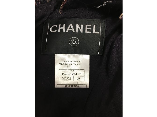 Chanel Tweed-Jacke Braun Schwarz Silber Grau - Ansicht 13