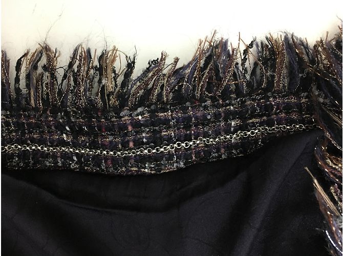 Chanel Tweed-Jacke Braun Schwarz Silber Grau - Ansicht 15