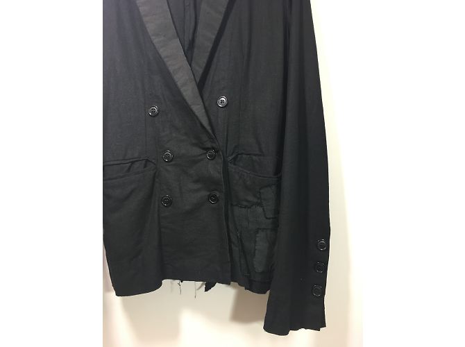 Giacca Greg Lauren Patchwork DB Tux Nera in Lino Nero - vista 11
