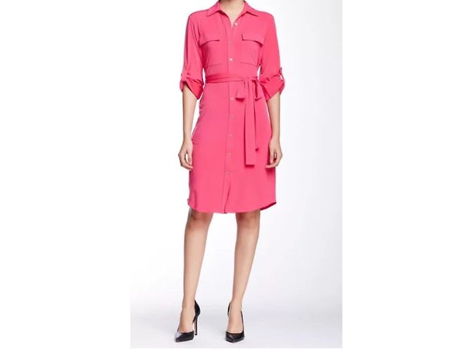 Vestido camisa rosa Calvin Klein con cinturón - vista 2