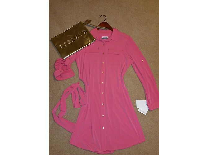 Vestido camisa rosa Calvin Klein con cinturón - vista 3