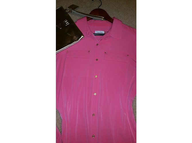 Vestido camisa rosa Calvin Klein con cinturón - vista 4