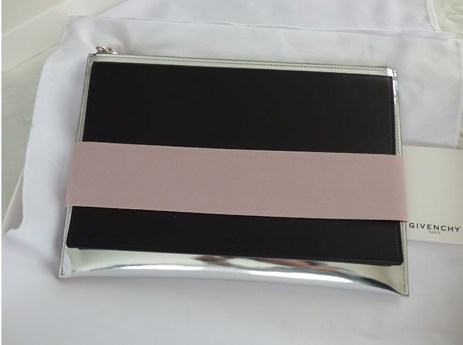 Clutch Givenchy de cuero plata negro y rosa - vista 7