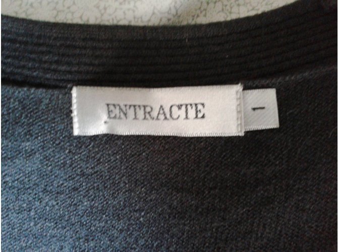Autre Marque Entracte Strickpullover Tunika Wolle Kaschmir Grau - Ansicht 5