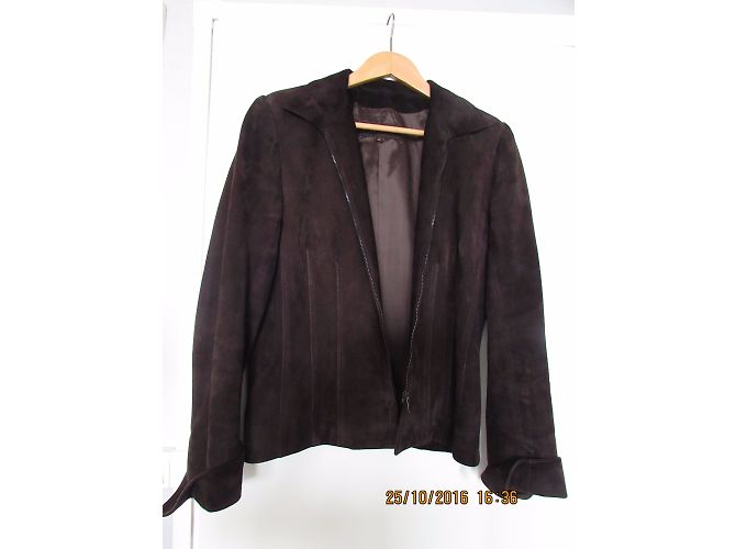 Chaqueta Apostrophe de terciopelo de cabra marrón Castaño - vista 3