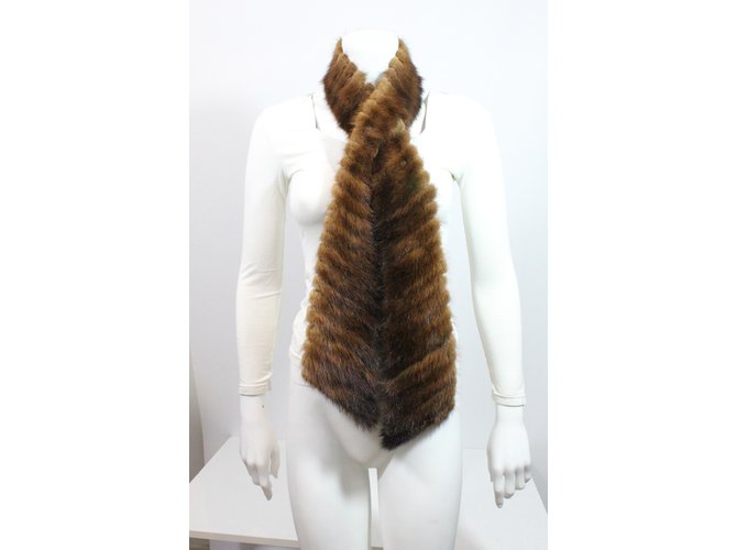 Autre Marque Bufanda de visón marrón Castaño - vista 3