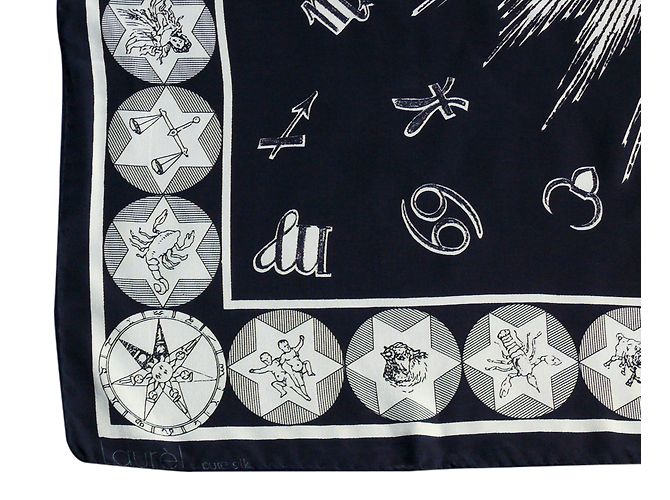 Foulard in seta Laurèl Zodiaque nero - vista 2