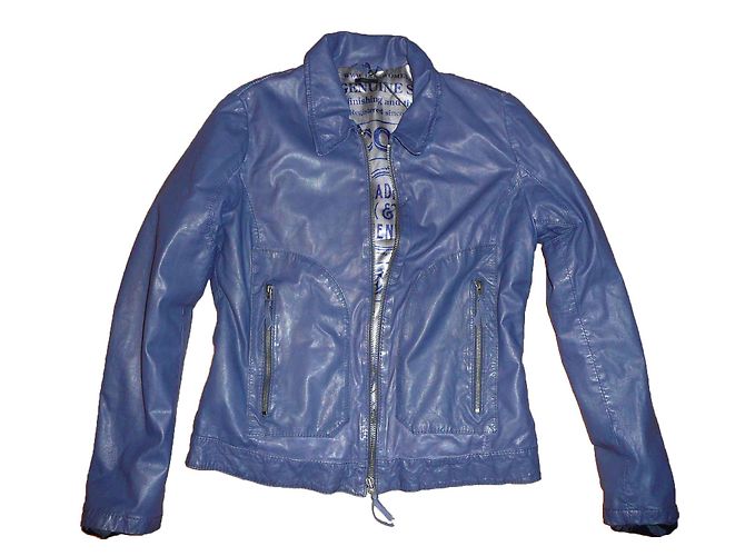Ikks Lederjacke aus Lammfell Blau - Ansicht 2
