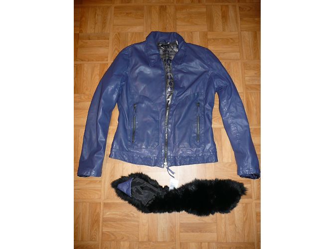 Ikks Lederjacke aus Lammfell Blau - Ansicht 3