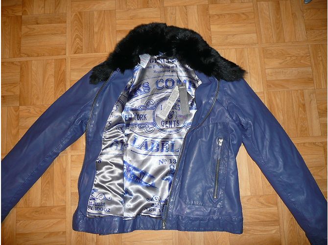 Ikks Lederjacke aus Lammfell Blau - Ansicht 4