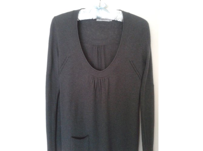 Autre Marque Entracte Strickpullover Tunika Wolle Kaschmir Grau - Ansicht 2