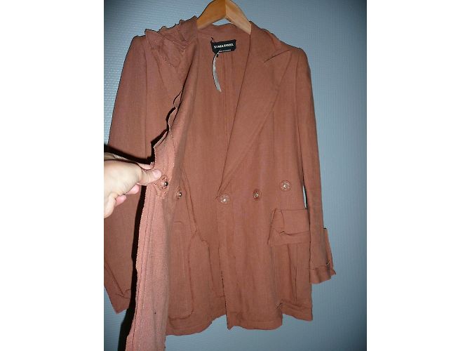 Chaqueta cruzada Sonia Rykiel marrón de lino Talla 38 - vista 5