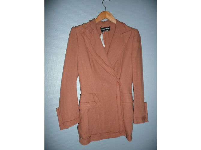 Chaqueta cruzada Sonia Rykiel marrón de lino Talla 38 - vista 6
