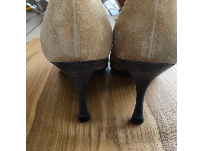 Décolleté Escada in nabuk beige con dettagli rettile - vista 5