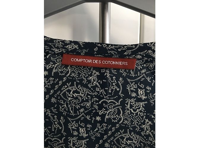 Robe Comptoir Des Cotonniers Bleu Et Blanc à Boutons - Taille 38, 87cm, Coton, Très Bon état