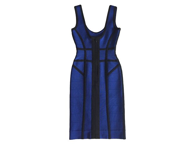 Herve Leger Kleid Schwarz Blau Viskose Polyamid XS - Ansicht 2